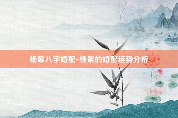 杨紫八字婚配-杨紫的婚配运势分析